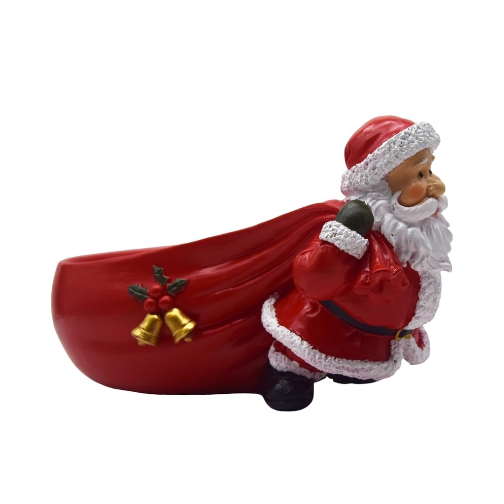 Bandeja Navideña Noel con Bolsa, de Poliresina. 24x15x13cm
