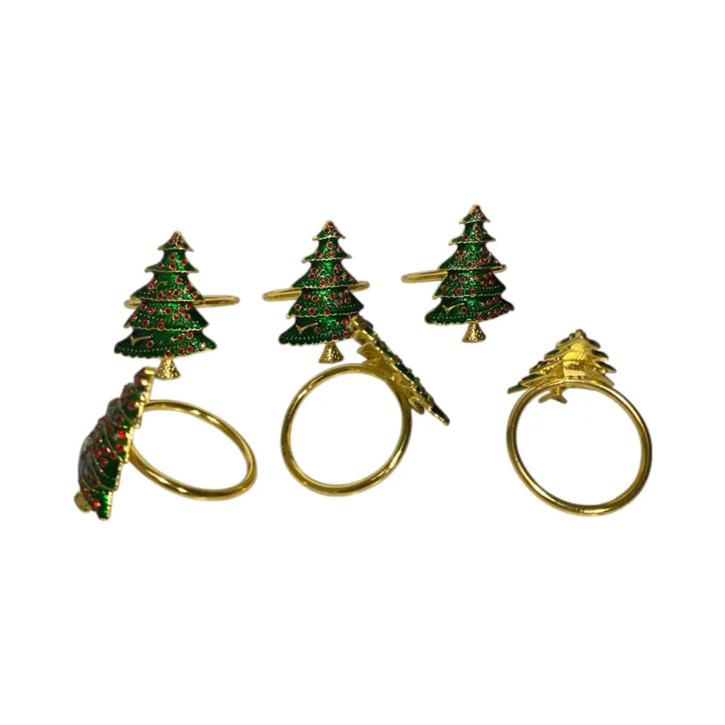 Aros de Servilleta Navideño, Árbol metálico, set x 6pcs. 5cm