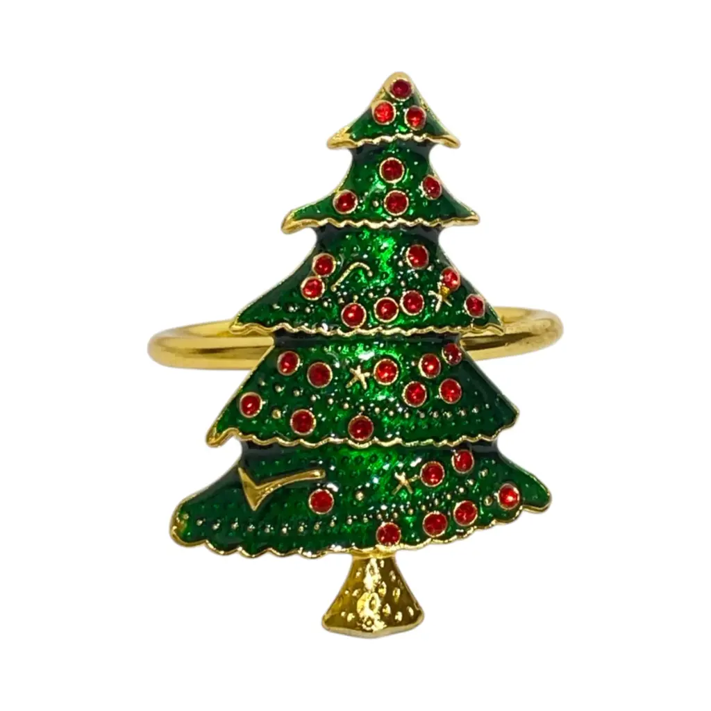 Aros de Servilleta Navideño, Árbol metálico, set x 6pcs. 5cm
