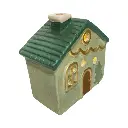 Casa Navideña verde de cerámica con luz led, 14x7x13cm
