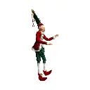Elfo Navideño rojo con verde Tradicional, 25x15x120cm