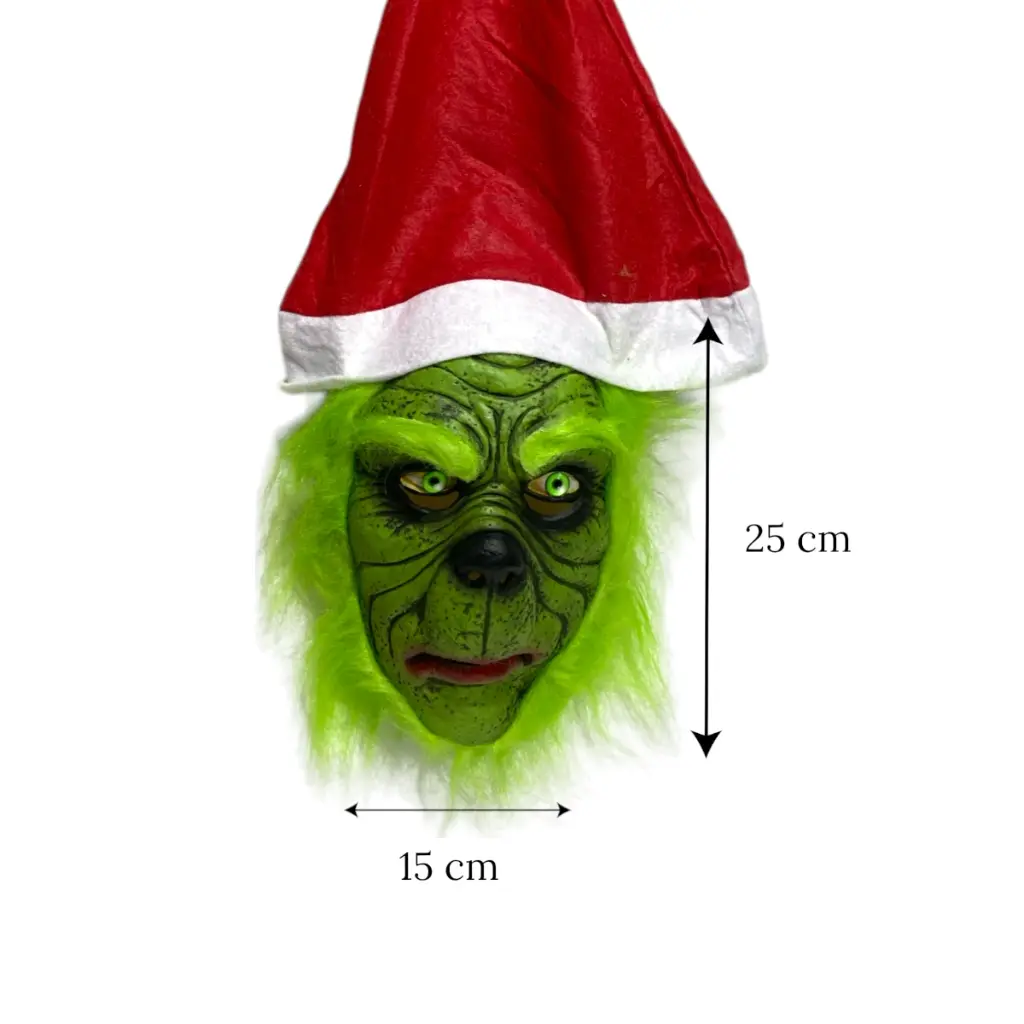 Mascara de Grinch, realista de hule. 15x25cm