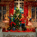Teatro Navideño musical con luz. 3AAA 1.5v o USB. 20x11x23cm