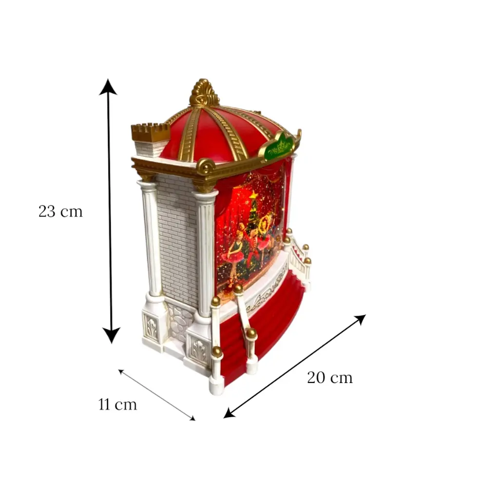 Teatro Navideño Cascanuez musical con luz. 3AAA 1.5v o USB. 20x11x23cm 
