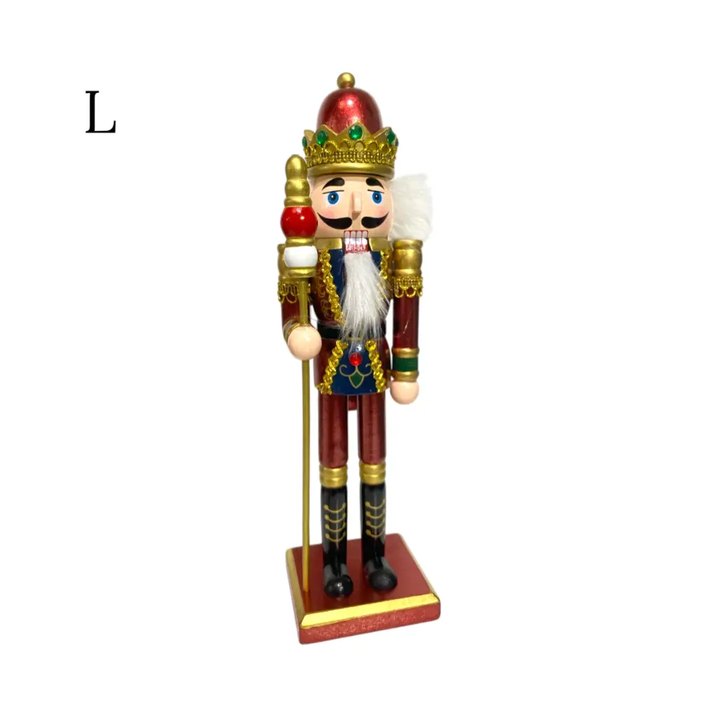 Cascanuez Navideño Madera Metalizados, 8x7x30cm