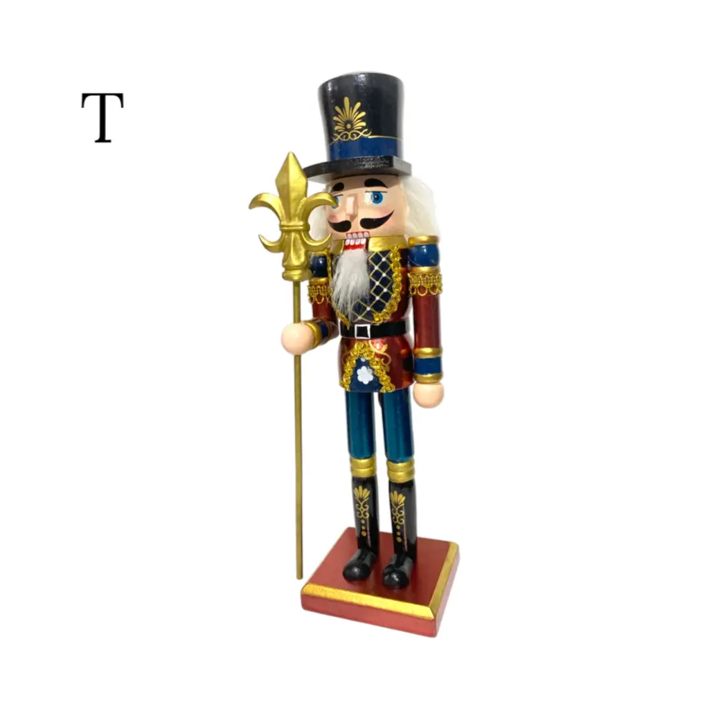 Cascanuez Navideño Madera Metalizados, 8x7x30cm