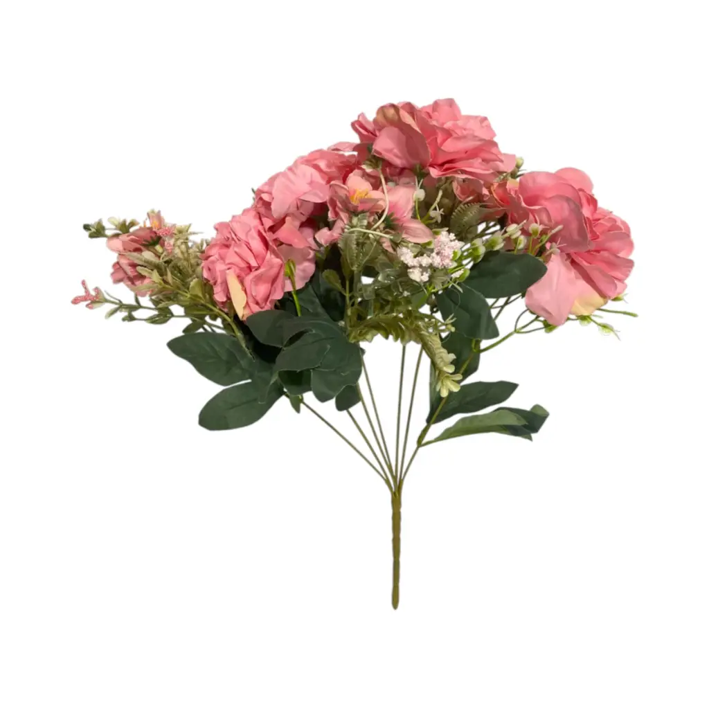 Flor artificial peonia y crisantemo, tela y pvc, 40cm