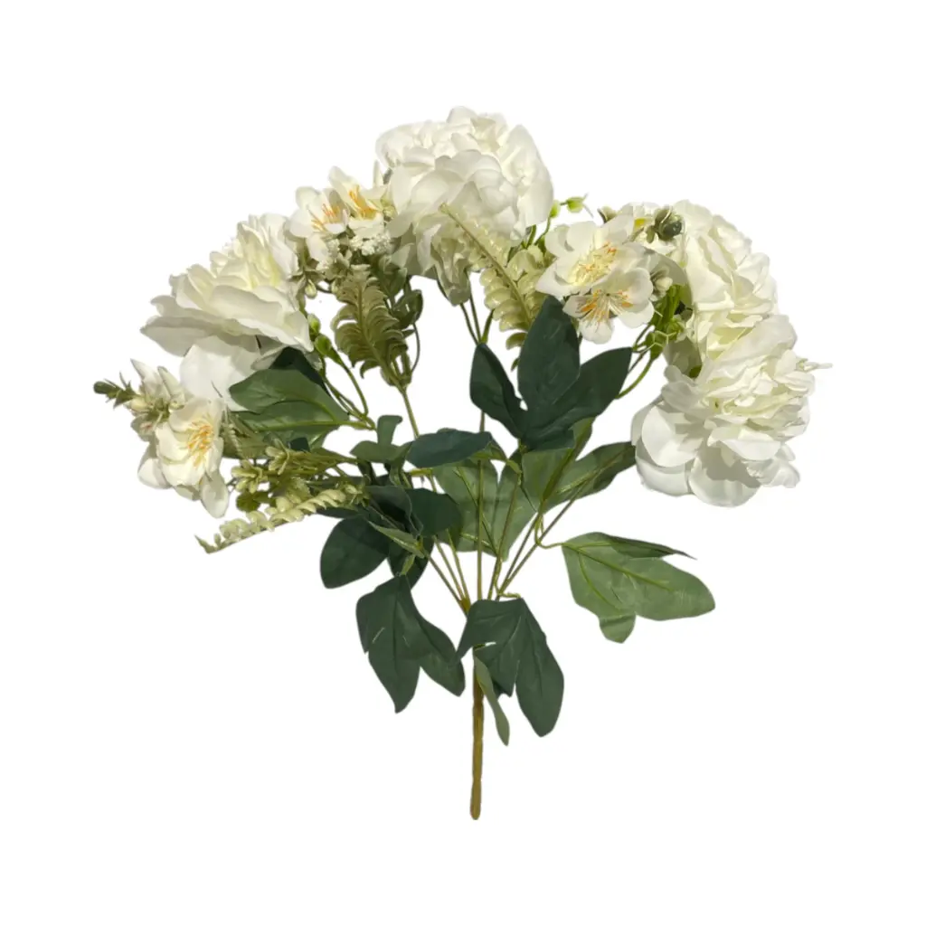 Flor artificial peonia y crisantemo, tela y pvc, 40cm