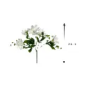 Flor artificial blanca, tela y pvc, 35cm 