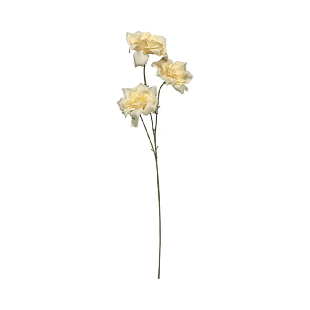 Flor artificial blanca, tela y pvc, 35cm 