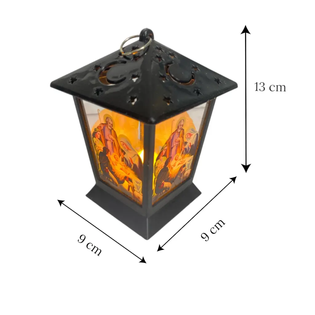Farol led sagrada familia, pvc. 9x9x13cm