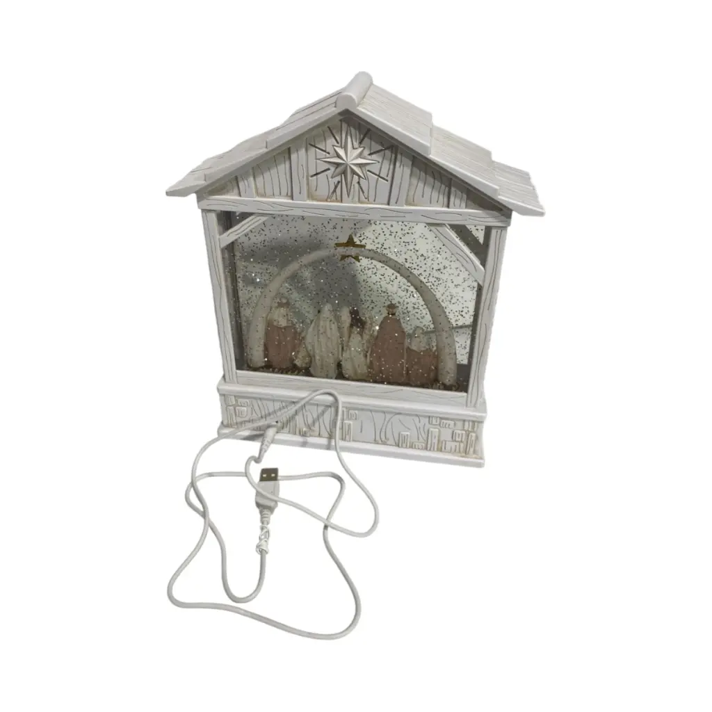 Nacimiento Casa Blanca, con luz y musical, Usb. 20x7x26cm