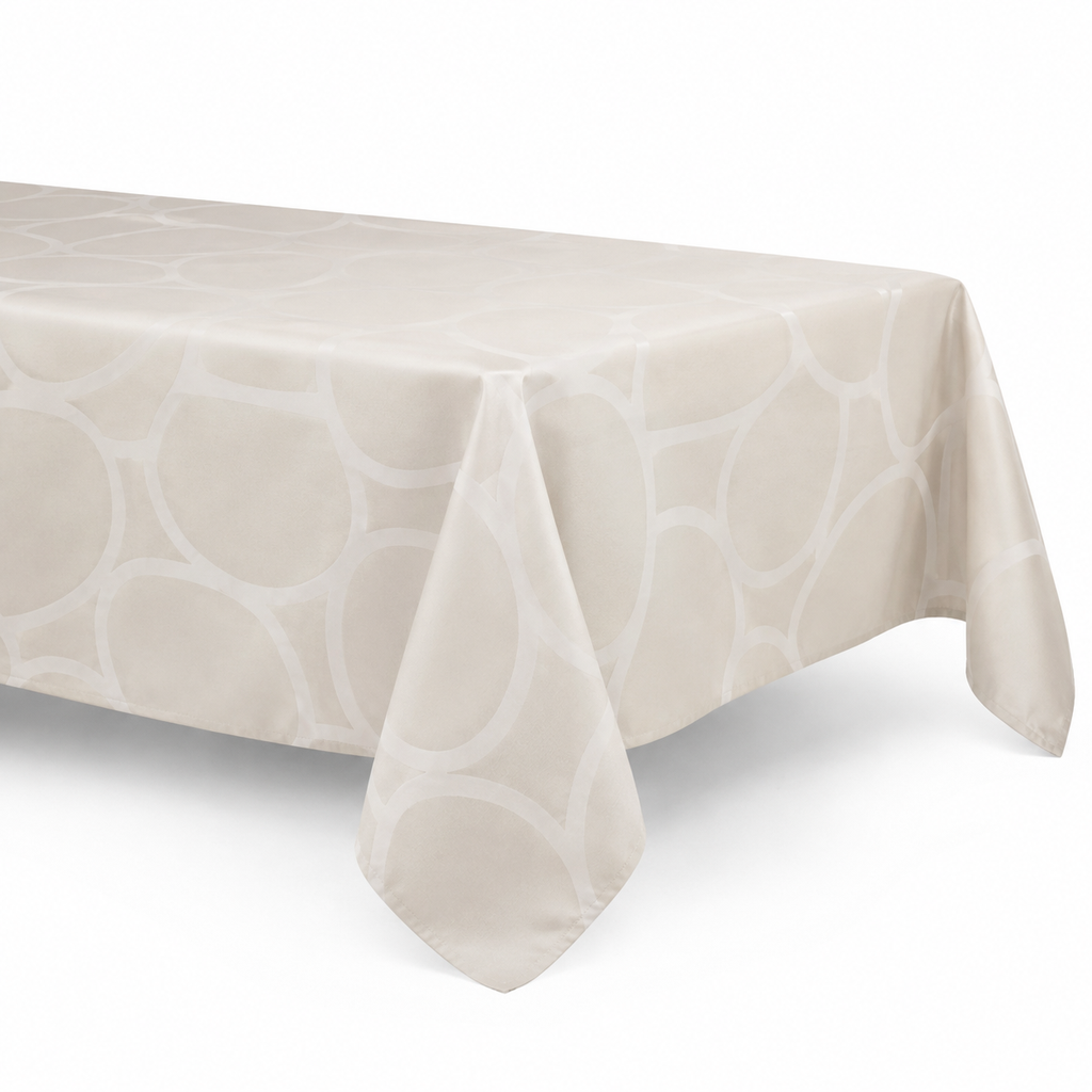 Mantel de 8 puestos diseño ondas champagne 260x180cm