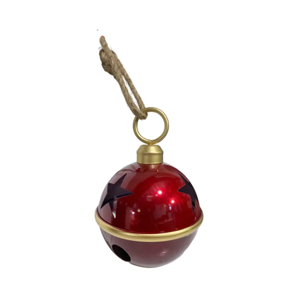 Cascabel Navideño Metálico color vino, Ø16x23cm