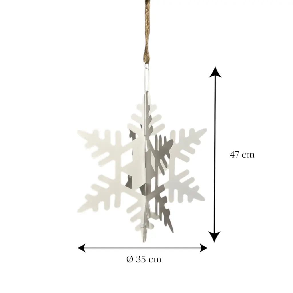 Copo de Nieve Metálico Blanco, 47x35cm