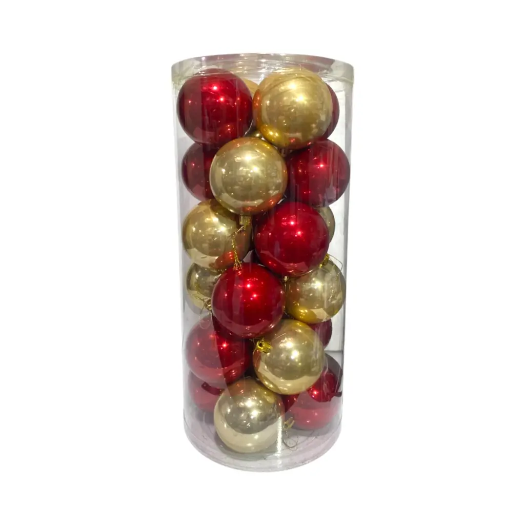 Esfera Dorado y Rojo Ø8cm Set x 24 und.