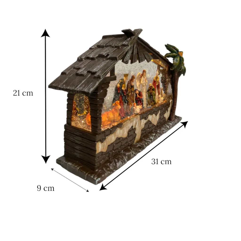 Nacimiento con Palmera, luz y musical USB. 31x9x21cm