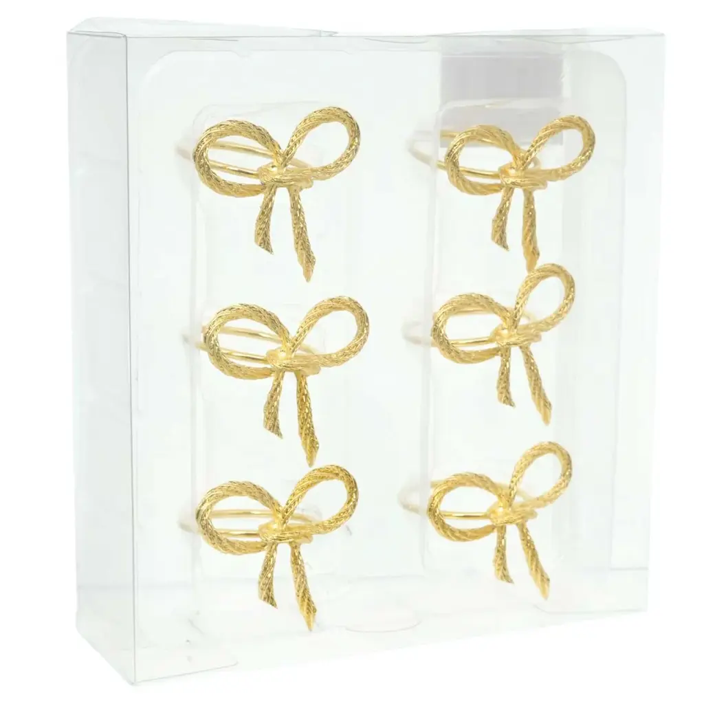 Aro servilleta nav.lazo dorado metálico x6 pz. Ref:ES29867 (3.8x4.3x4.3cm)