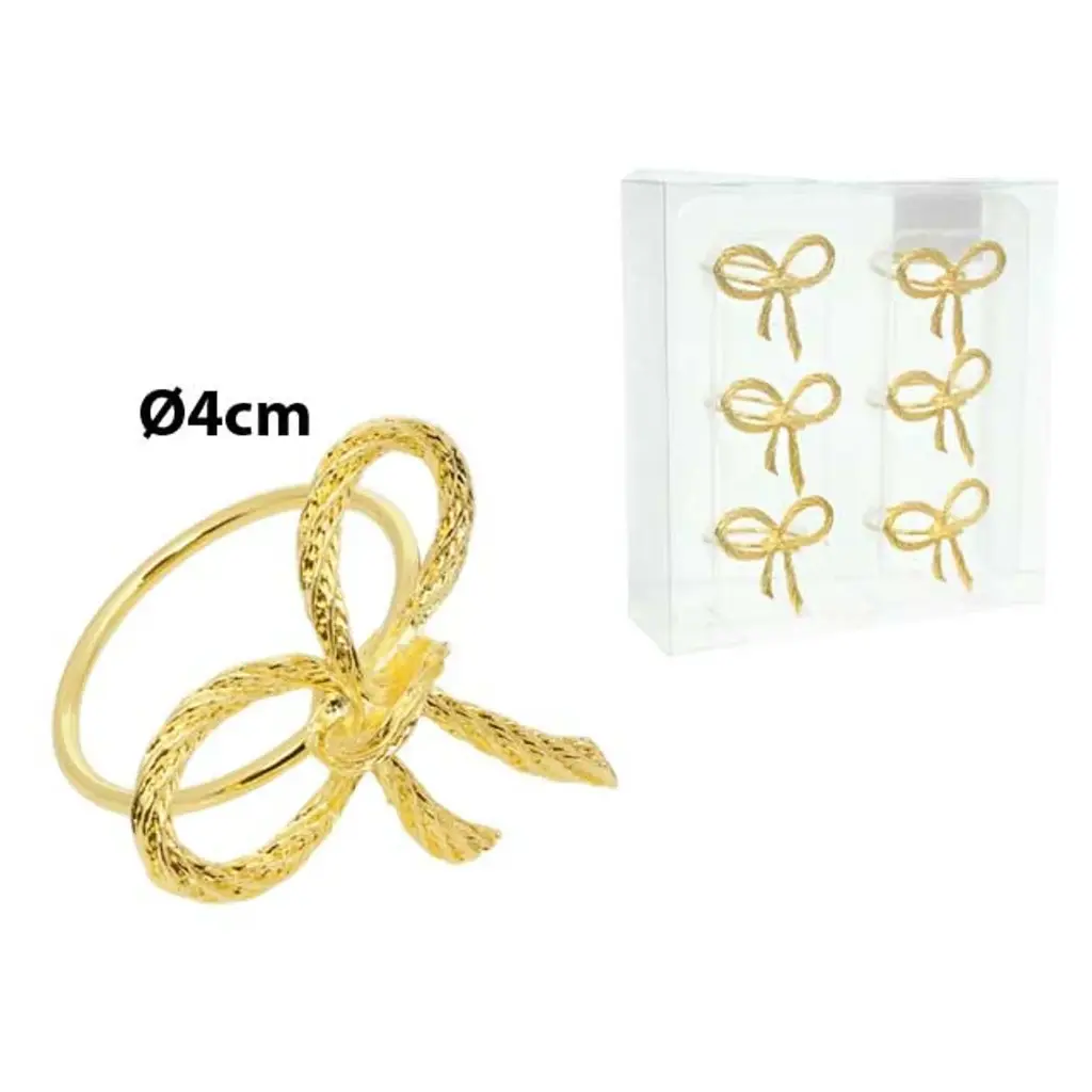 Aro servilleta nav.lazo dorado metálico x6 pz. Ref:ES29867 (3.8x4.3x4.3cm)