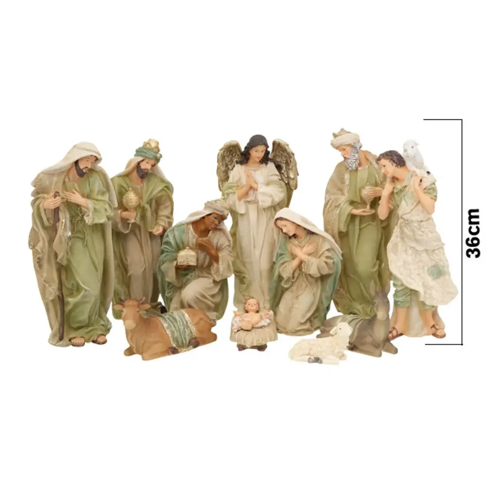 Nacimiento 11pz. tono Beige/Verde. Ref:GS112233-2 (