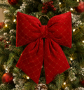 Lazo Navideño Rojo/Dorado Terciopelo Rombos. Ref:753302. (32x40cm)
