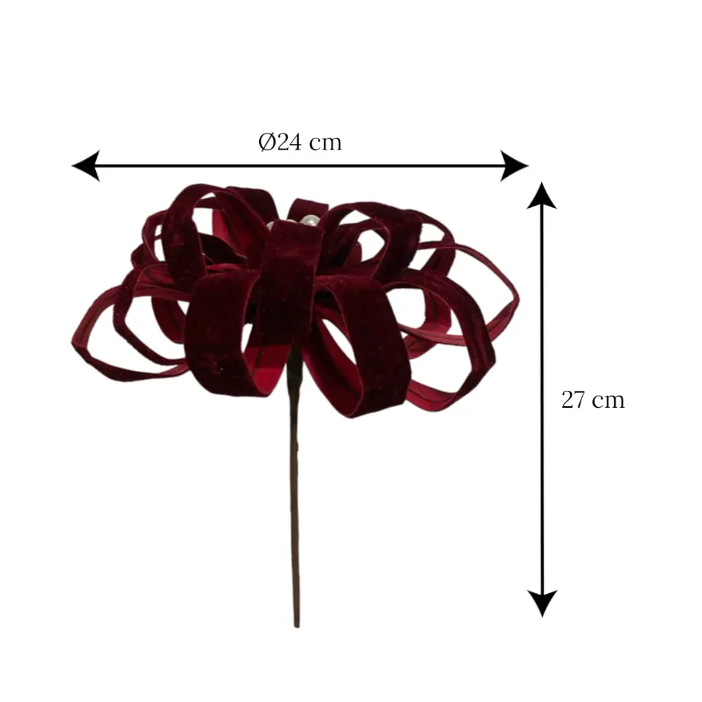 Flor Navideña Borgoña Terciopelo. Ref:ES29393. (Ø24cm x 27cm) 
