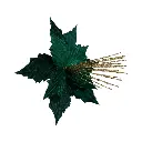 Flor Navideña Ponsetia Verde Terciopelo con mechas doradas, Ref:ES29952. (Ø28cm x 37cm)