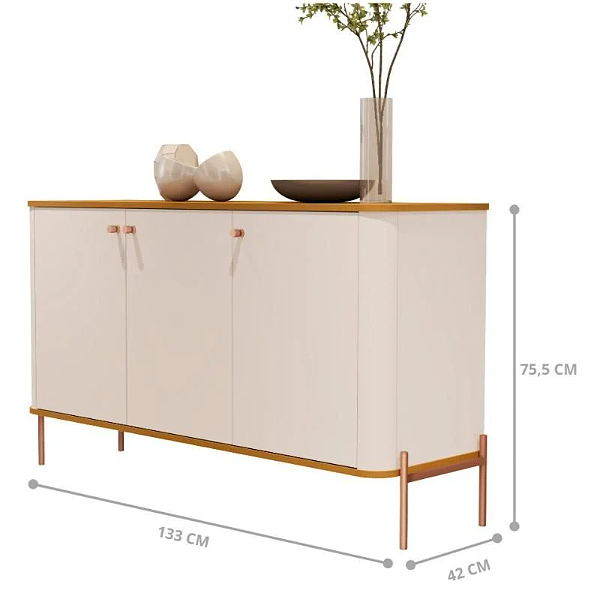 Bufetera Tucup off White/Nature/Dorado. Ref:32675 (76x133x45cm)