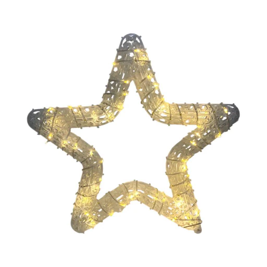 Estrella con 100 micro led, cálida de 8 funciones. Ref:AL-2026S001WW (40x40cm)