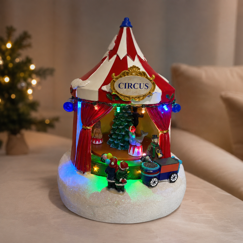 Circo Navieño con Luz y Musica, polirresina. 3 pilas AA. Ref:DF64765 (Ø 20cm x 25cm)