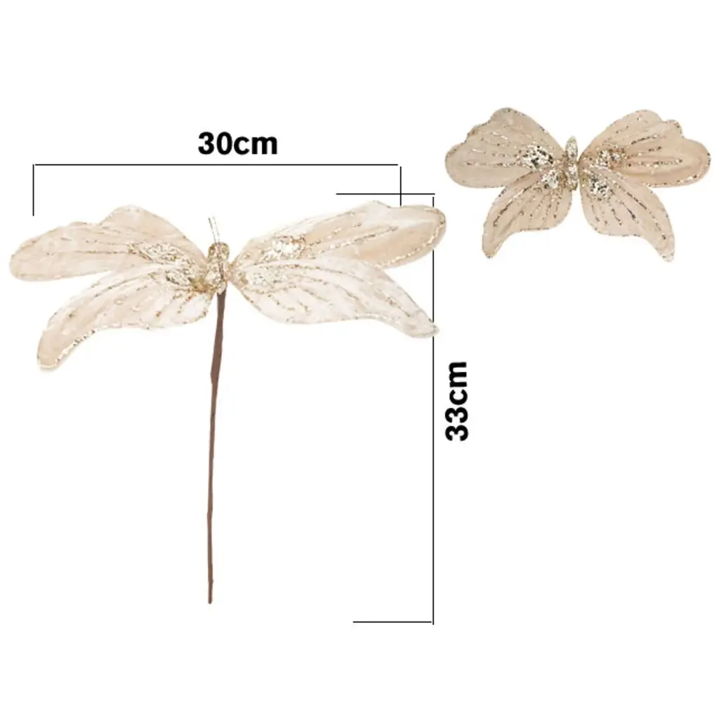Mariposa Terciopelo Champagne con dorado. Ref:ES29967. (27x30cm)