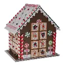 Calendario de Adviento de Madera con diseño de casita de jengibre. Ref:ES29324. (25x19x28cm)