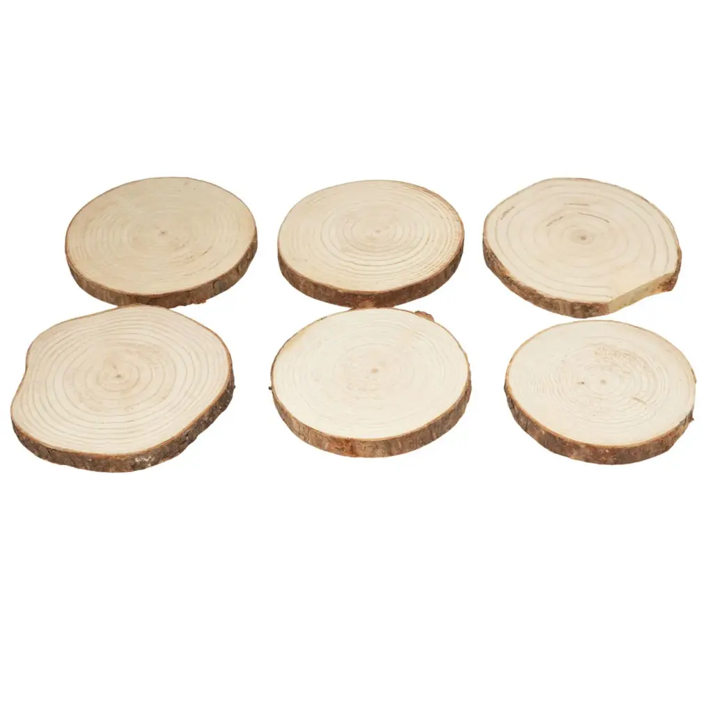 Porta vasos de tronco set x 6pcs. Ref:ES29049. (de Ø10cm a Ø12cm x 1.3cm)