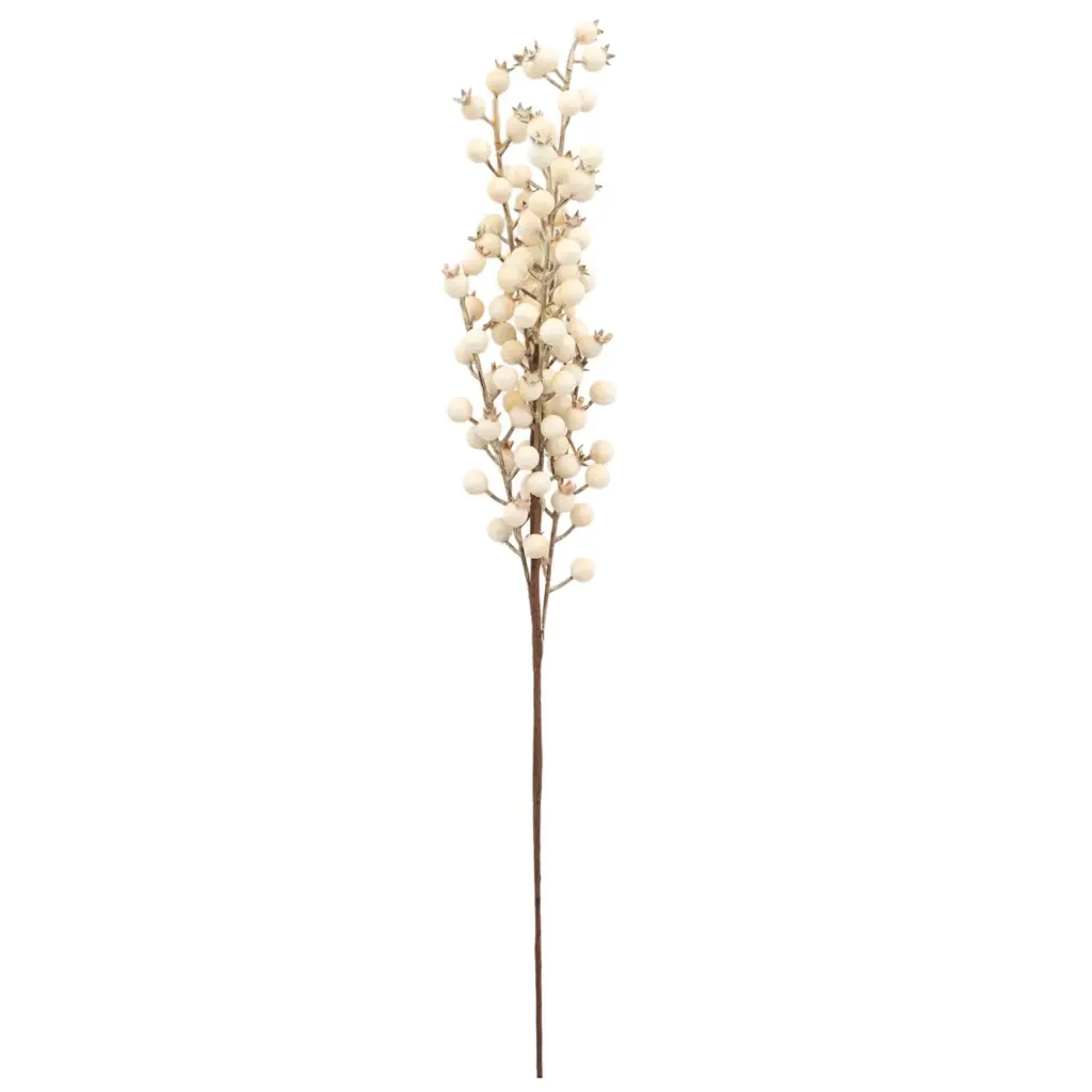 Rama Navideña Bayas minimalista crema. Ref:CF98-25-4267. 67cm