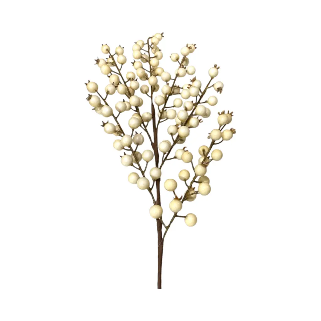 Rama Navideña Bayas minimalista crema. Ref:CF98-25-4267. 67cm