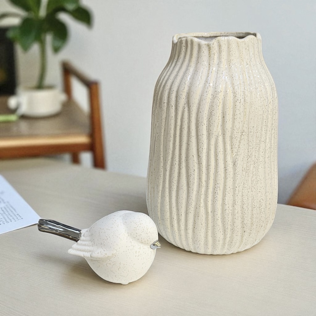 FLORERO CERAMICA ALTO BLANCO REF:25456 25CM 