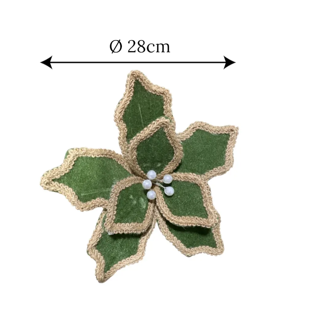 Flor Navideña Verde Musgo, Ø28cmx28cm. Ref:ES30406