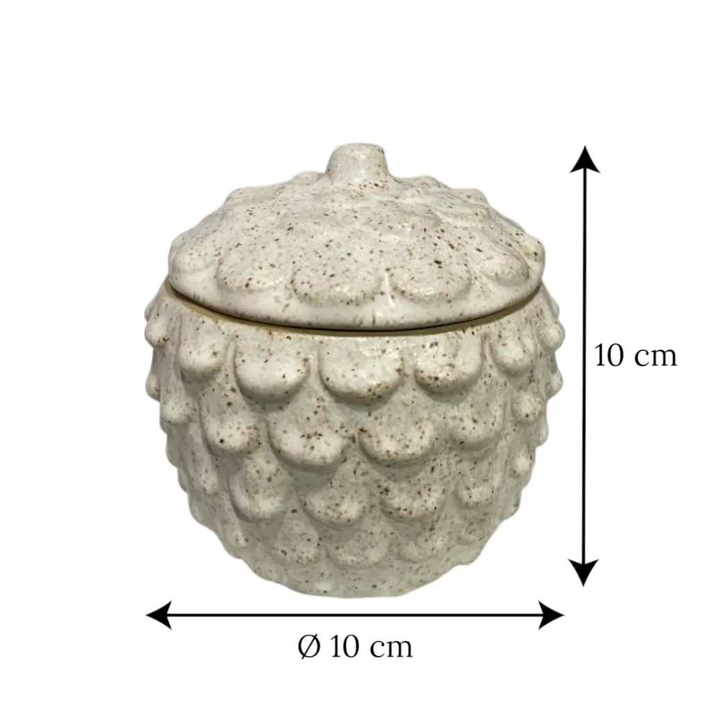 Azucarero Navideño cerámica dolomita Piña. Ref:WJ26008-2. Ø10x10cm