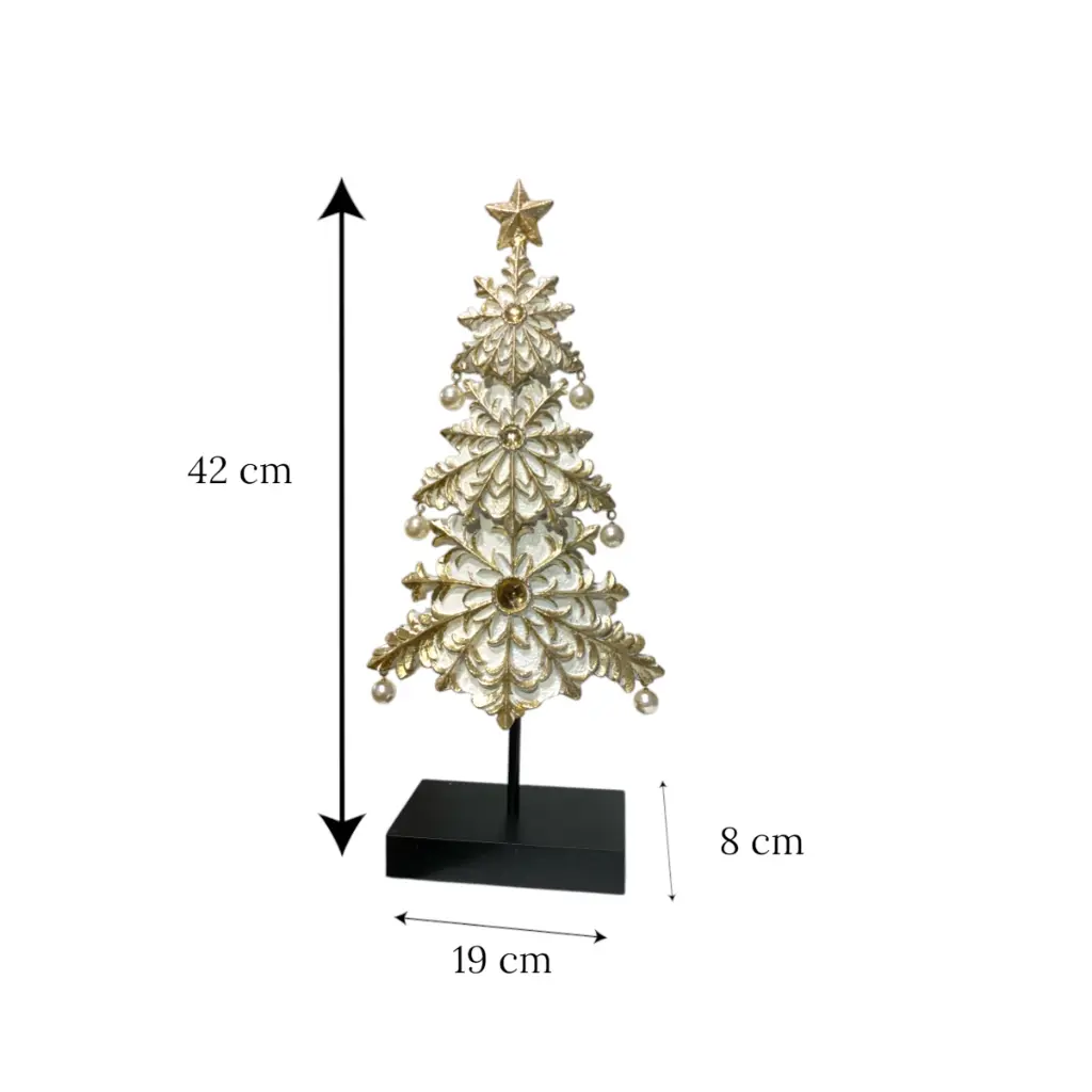 Árbol Navideño Champagne/Crema, resina. Ref:TG76614 (19x8x42cm)