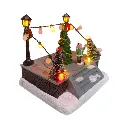 Escena Navideña pista de patinaje con arbol. Luz led y musical. USB. Ref:ES29008 (14x13x12cm)