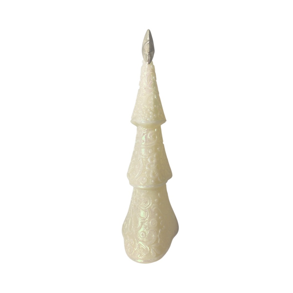 Árbol navideño beige de resina con luz. (16.3x8.5x.26.5cm) Ref: TG925954 