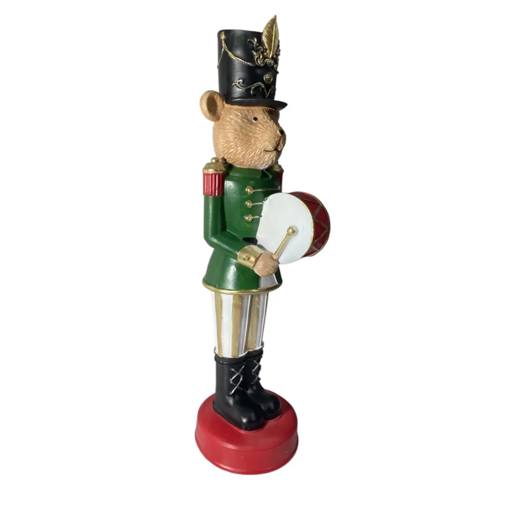 Oso soldado navideño, poliresina. Ref:TG762601 (11.5x10x38cm)