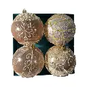 Esfera Navideña Burgundy Imperial y Champagne surt. Ø 10cm set x 4pzs. Ref:ES29637. 