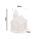 Iglesia navideña blanca de cerámica con luz led, 10x9.8x14.2cm. Ref:LP005