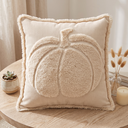 Forro de cojín calabaza de felpa beige, 45x45cm.