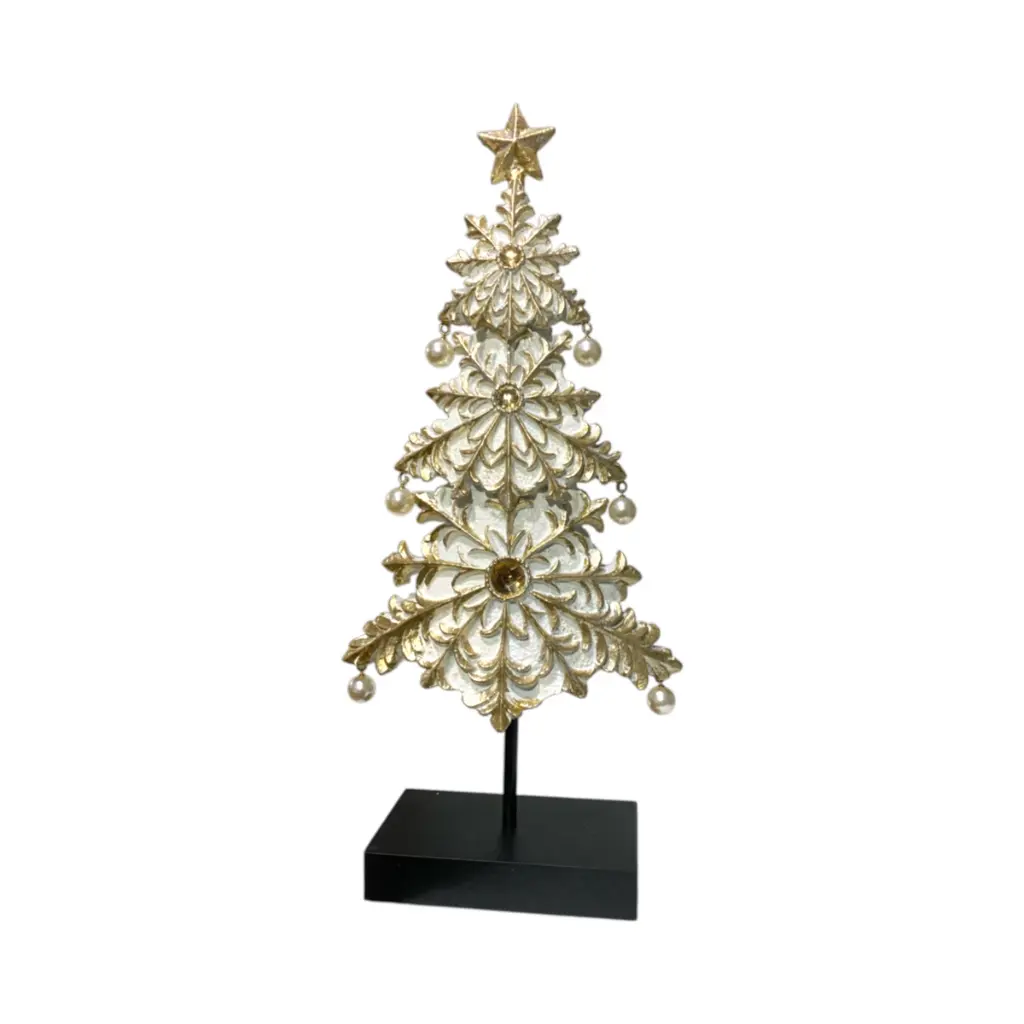 Árbol Navideño Champagne/Crema, resina. Ref:TG76614 (19x8x42cm)