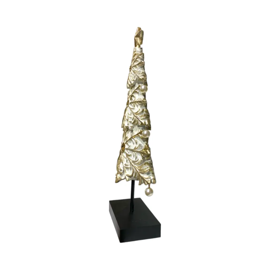 Árbol Navideño Champagne/Crema, resina. Ref:TG76614 (19x8x42cm)