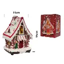 Casa Navideña Candy poliresina, con luz led y musica. USB. Ref:ES29009 (11.5x10x15.5cm)
