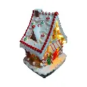 Casa Navideña Candy poliresina, con luz led y musica. USB. Ref:ES29009 (11.5x10x15.5cm)