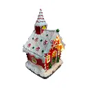 Casa Navideña Candy poliresina, con luz led y musica. USB. Ref:ES29009 (11.5x10x15.5cm)
